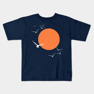 Sun Sky Seagulls Bids Minimal Art Kids T-Shirt